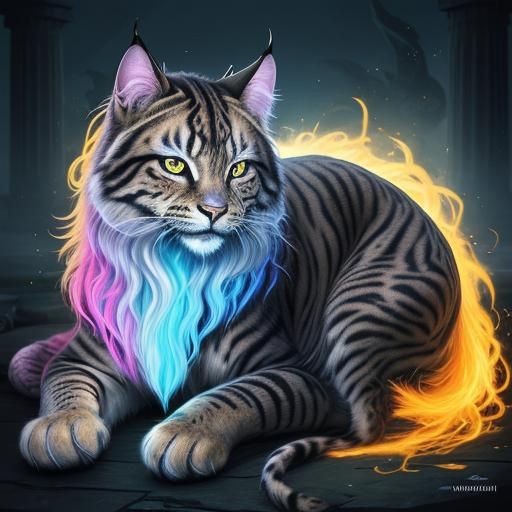 Majestic Horned Feline in Hyper-Realistic Digital Art