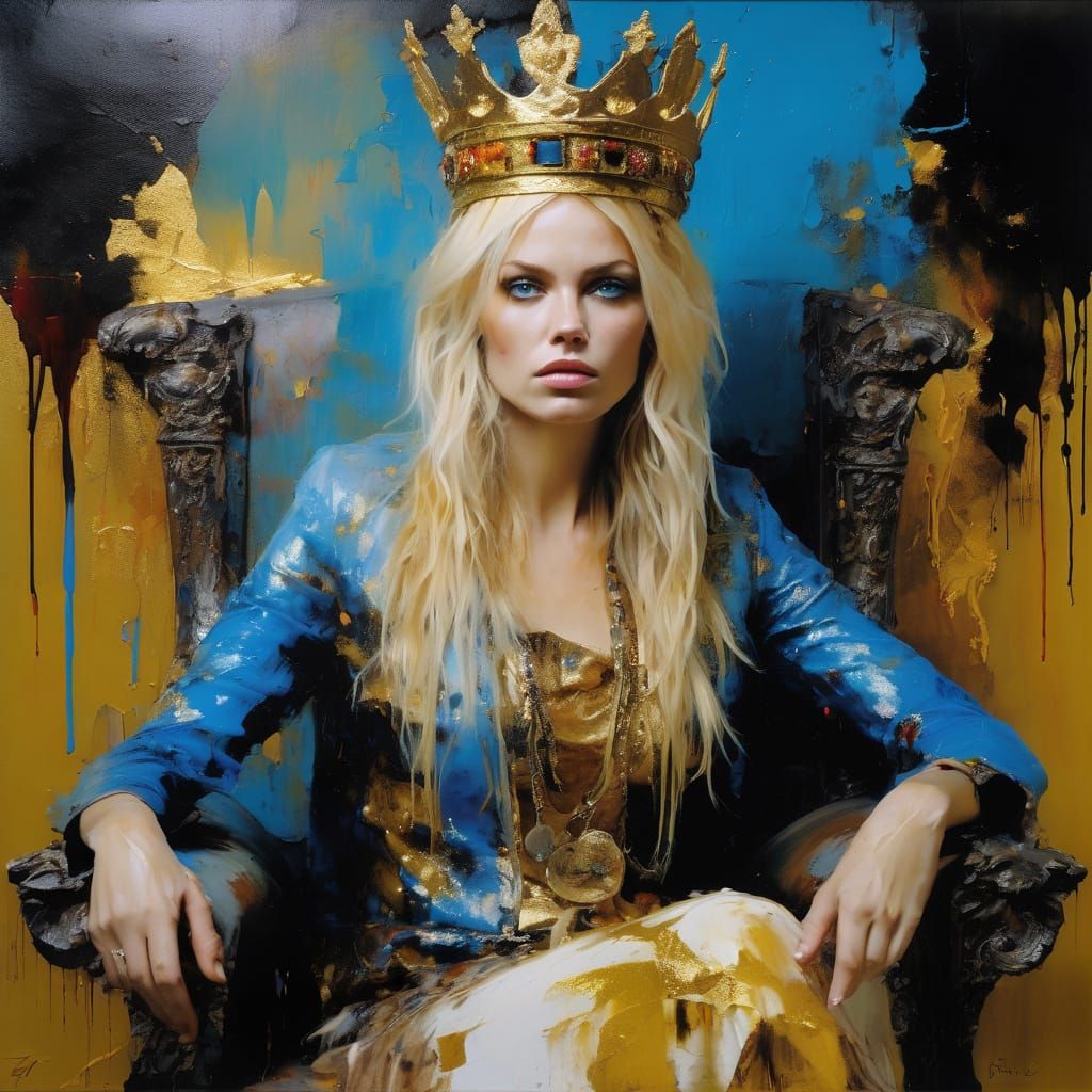 Australian Outback Queen with Alligator, Fine Art Oil Painti...