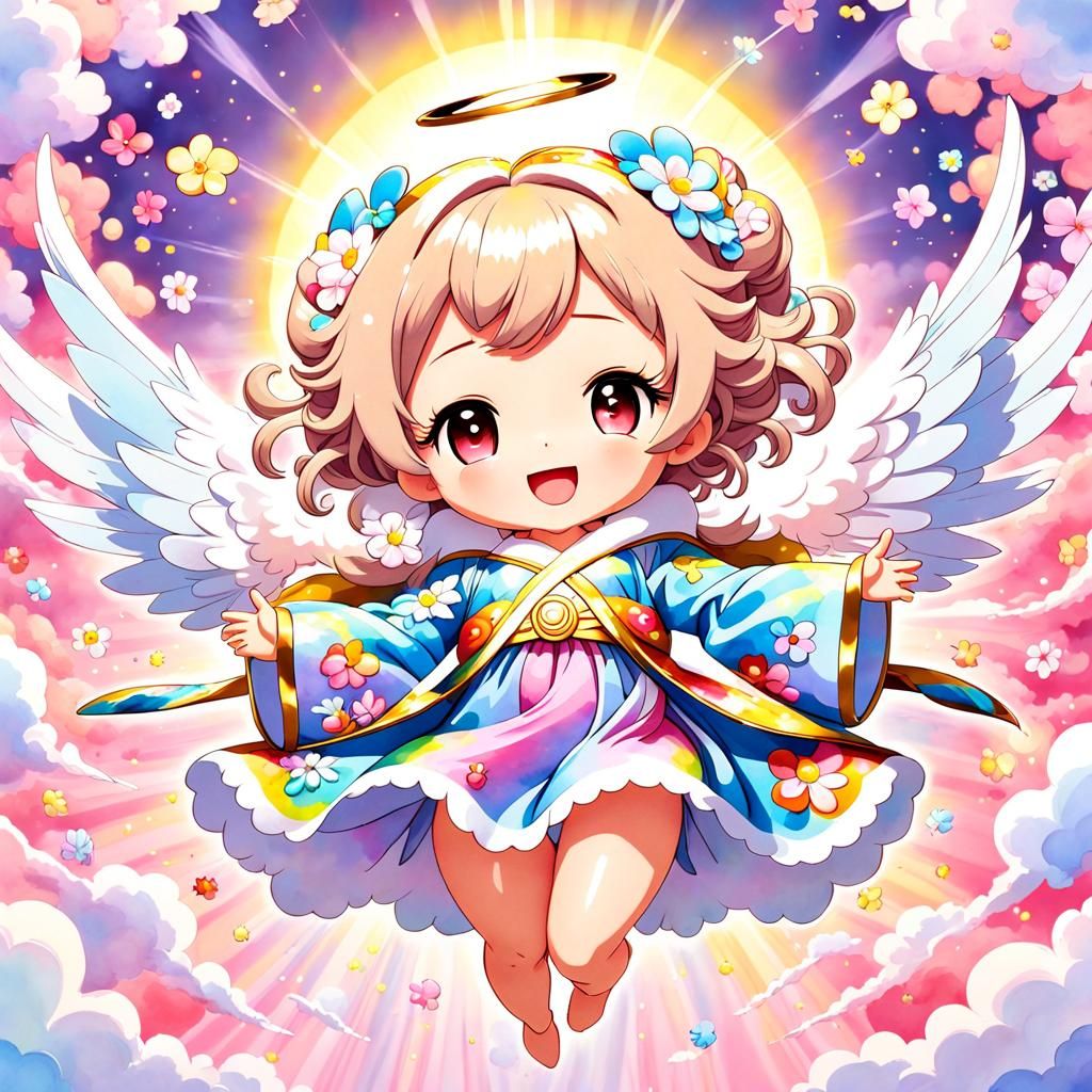 Chibi Angel in Japanese Manga Style