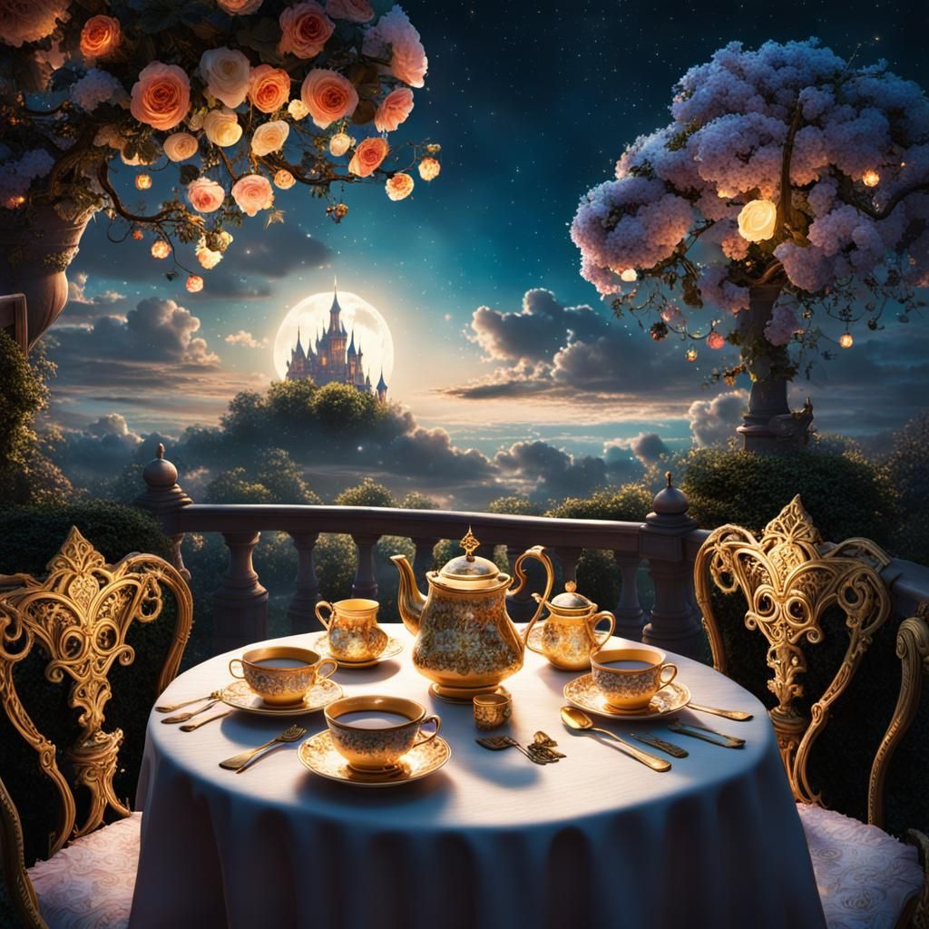 Alice in Wonderland Tea Party Under Moonlight