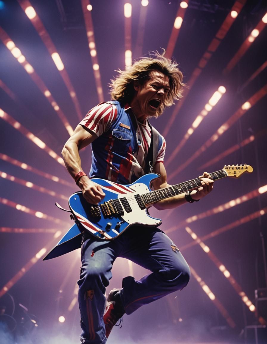 Guitarist Shreds Solo in Electric Hues