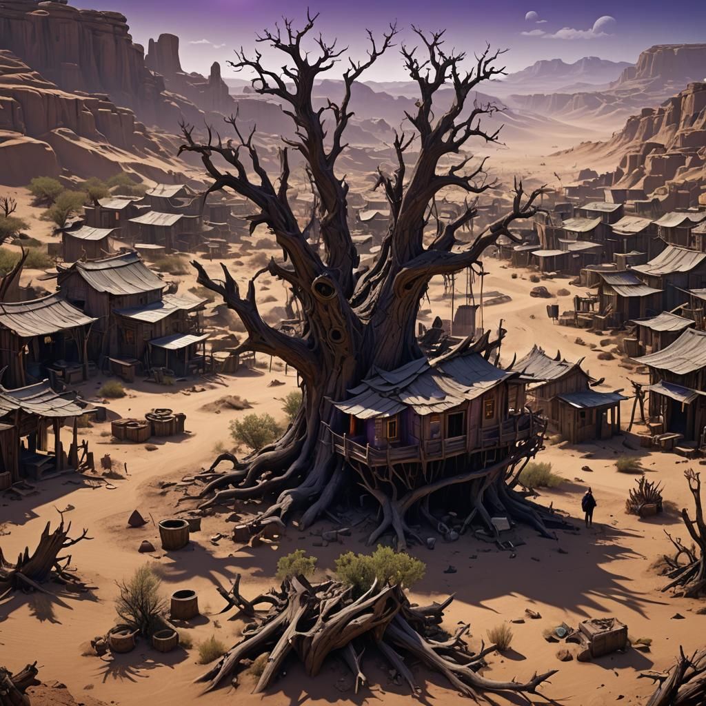 Desert Shantytown in Dead Tree: Dark Fantasy Art
