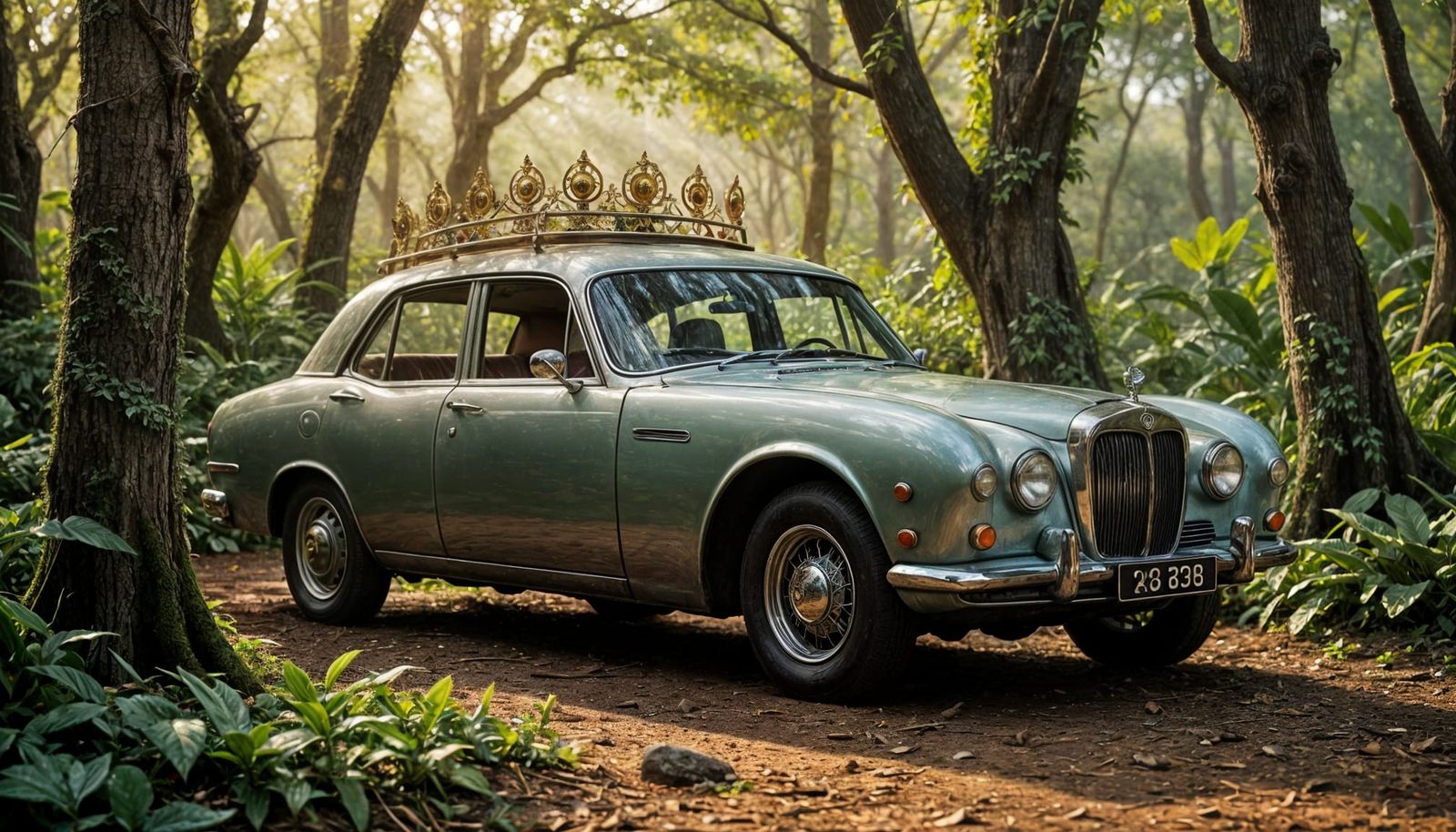 Elven Antique Car in a Fantasy Landscape