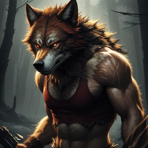 Teenage Werewolf Transformation in Hyperrealistic Splash Art