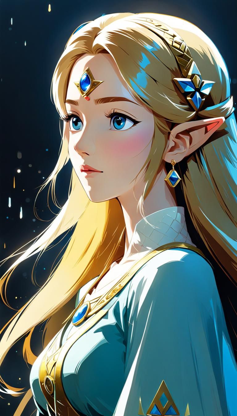 Princess Zelda Portrait in Anime Style