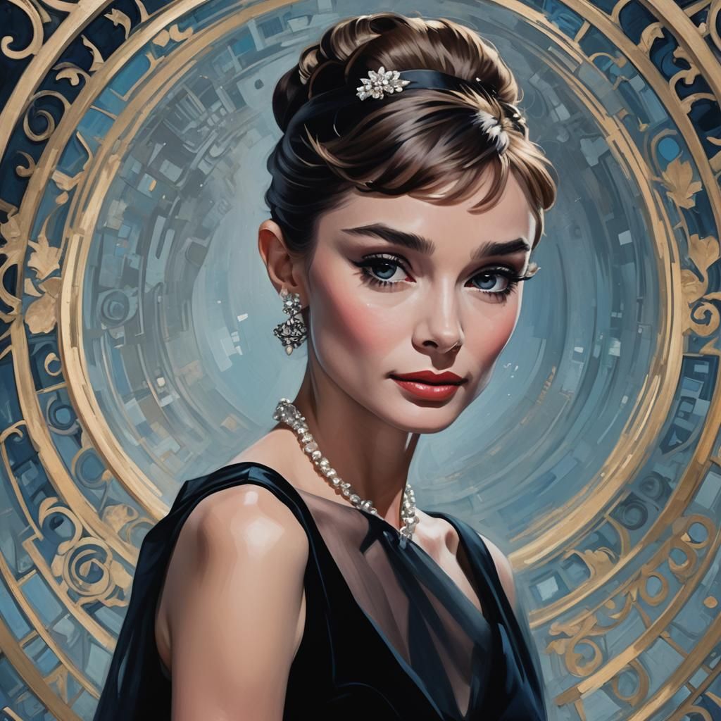 Audrey Hepburn as Holly Golightly in Art Nouveau Style