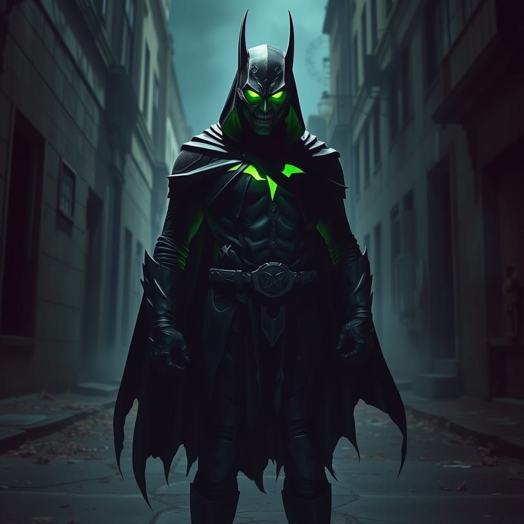 Haunted Superhero Costume in Eerie Green Light