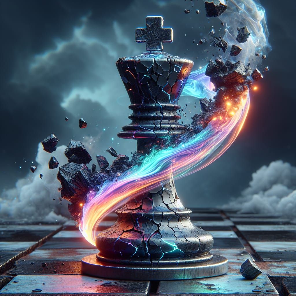 Molten Glass Chess Piece in Dystopian Forge