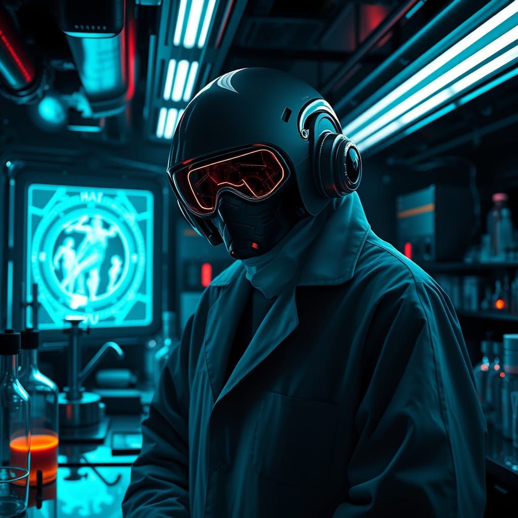 Cyber Scientist in a Futuristic Laboratory