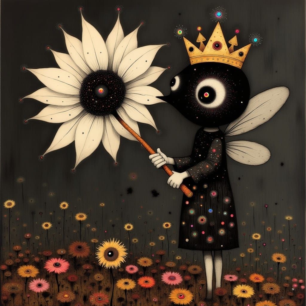 Crowned Bee in Honeycomb