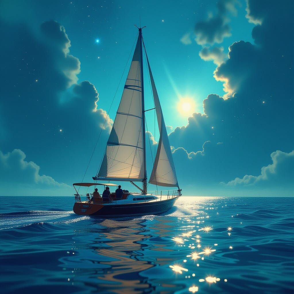 Colorful Sailboat Explores Cosmic Universe