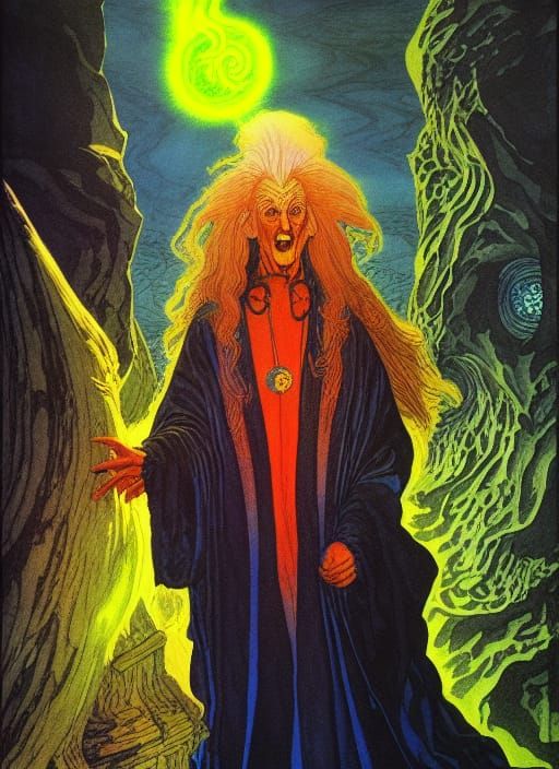 Glowering Mage Portrait in Watercolor Style