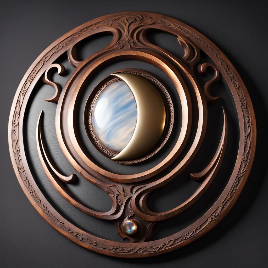 Bronze and Mahogany Shield with Moonstone