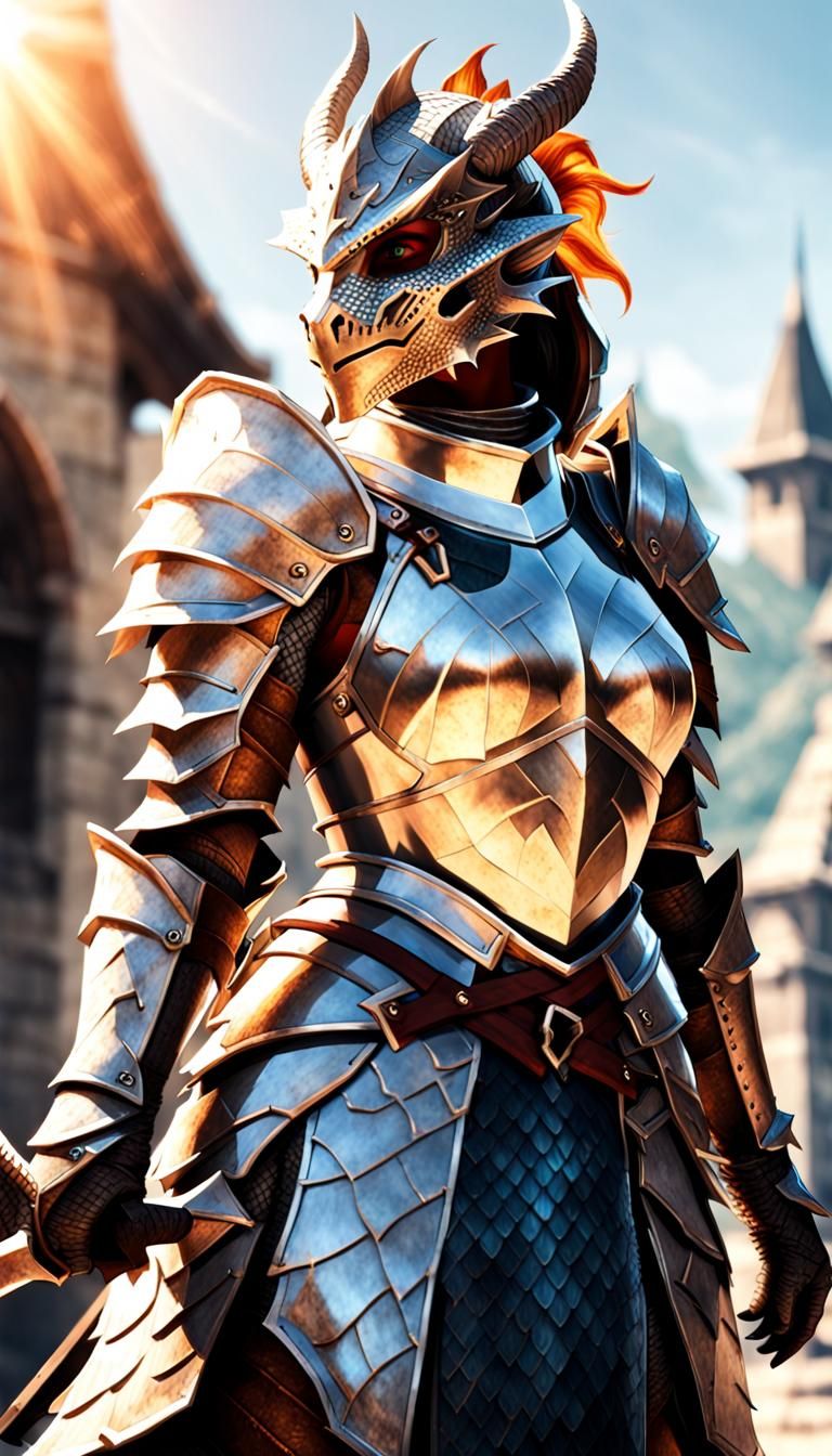 Fierce Dragonborn Knight Ready for Battle