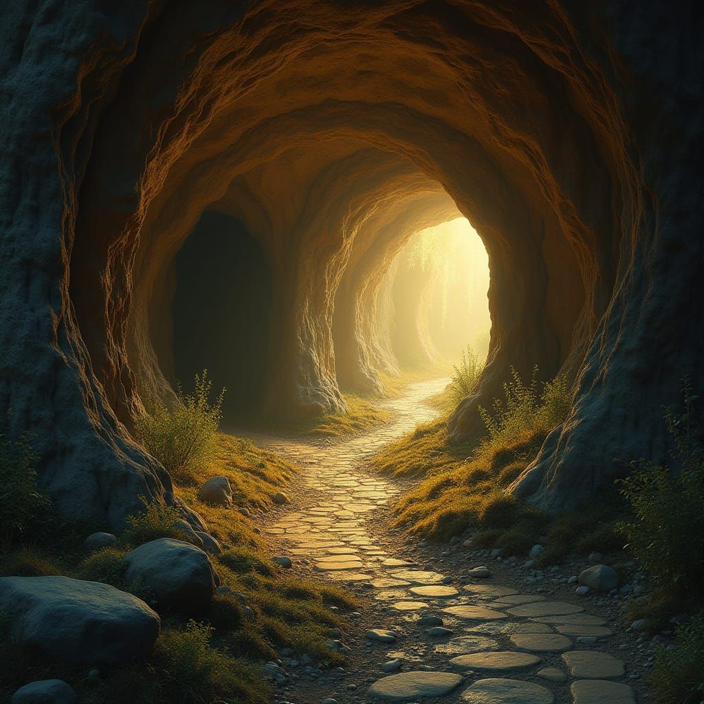 Enchanted Burrow Beneath Earth in Realistic Fantasy Style