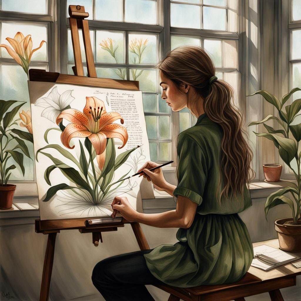 Girl Creates Botanical Ink Drawing with Sunlight