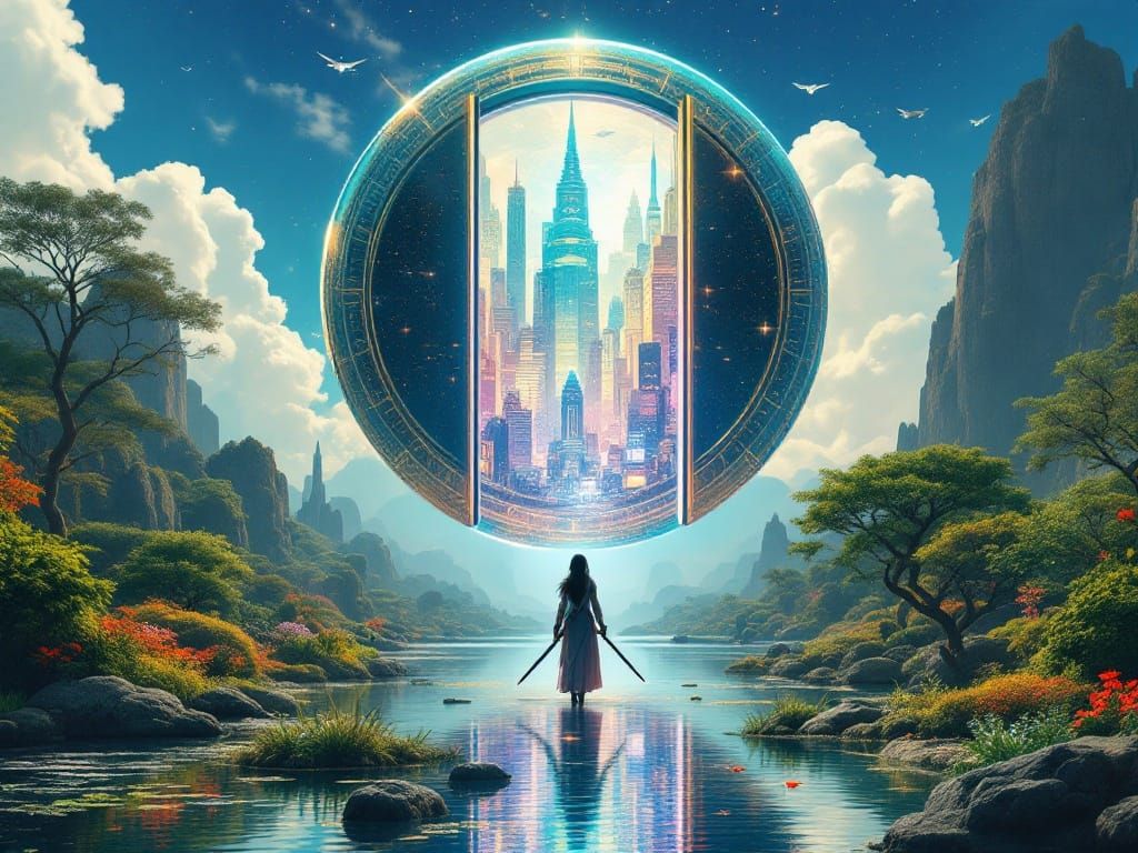 Samurai Warrior in Cyberpunk Dreamscape