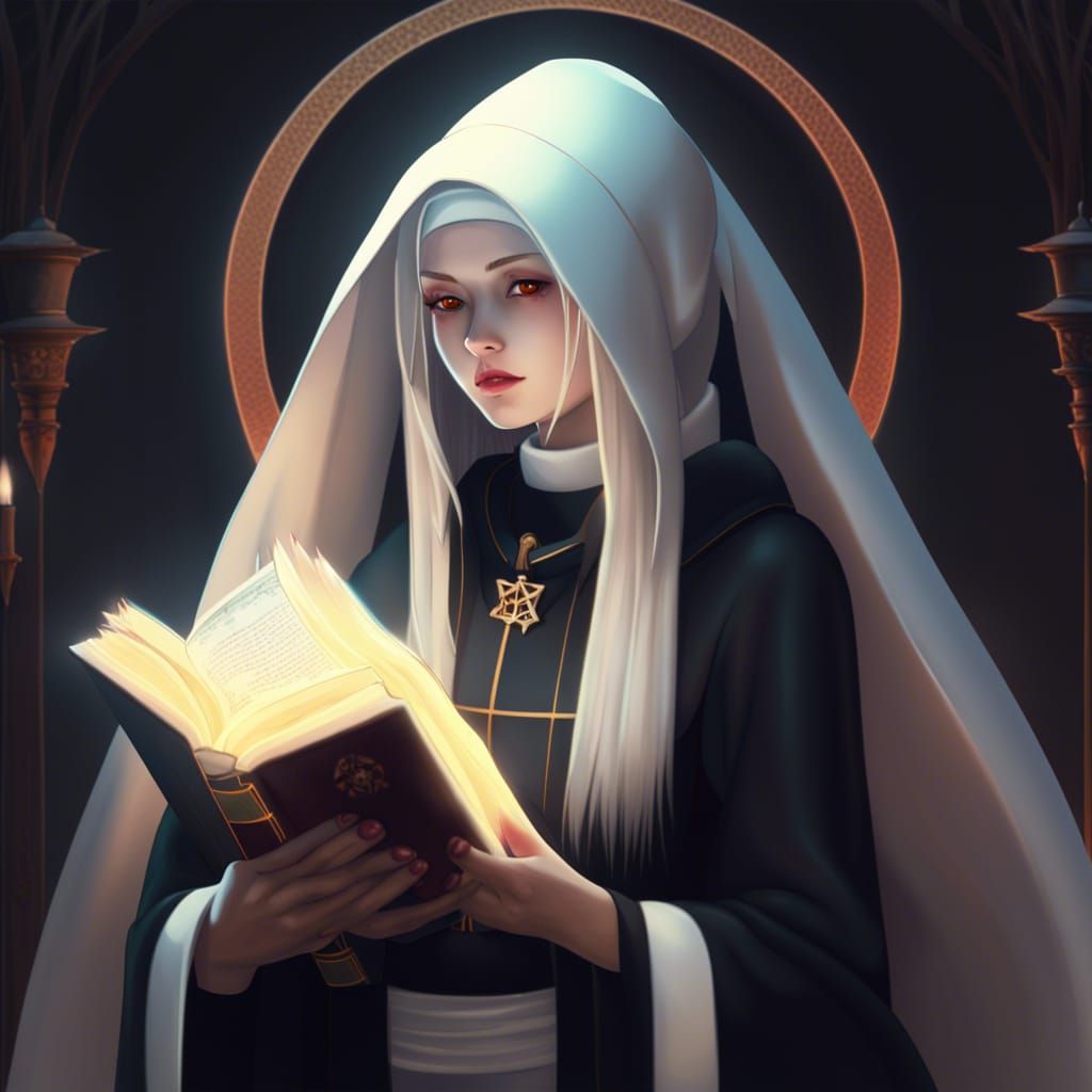 Kitsune Girl as a Nun in Gothic Art Style