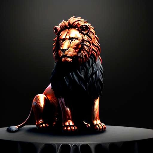 Ornate Copper Lion on Black Sheet