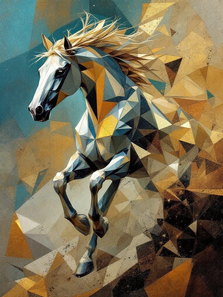 Prismatic Horse in Byzantine Geometric Style