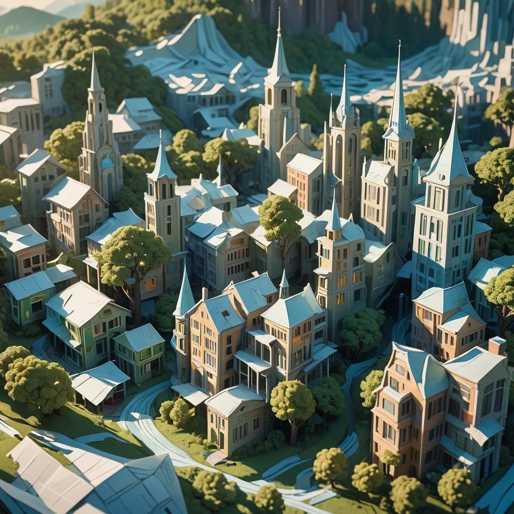 Paper Fall Cityscape: Hope and Joy in Fantasy Art