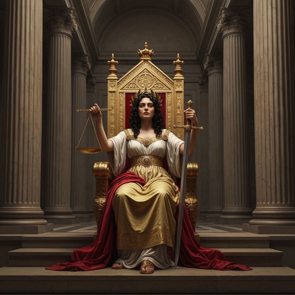 Regal Woman on Throne in Classical Style