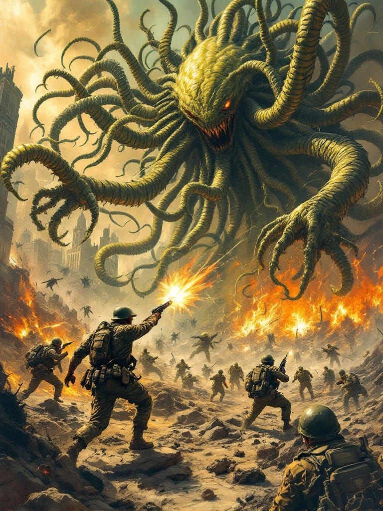 Triffid War! - Epic Comic Book Front Cover Art