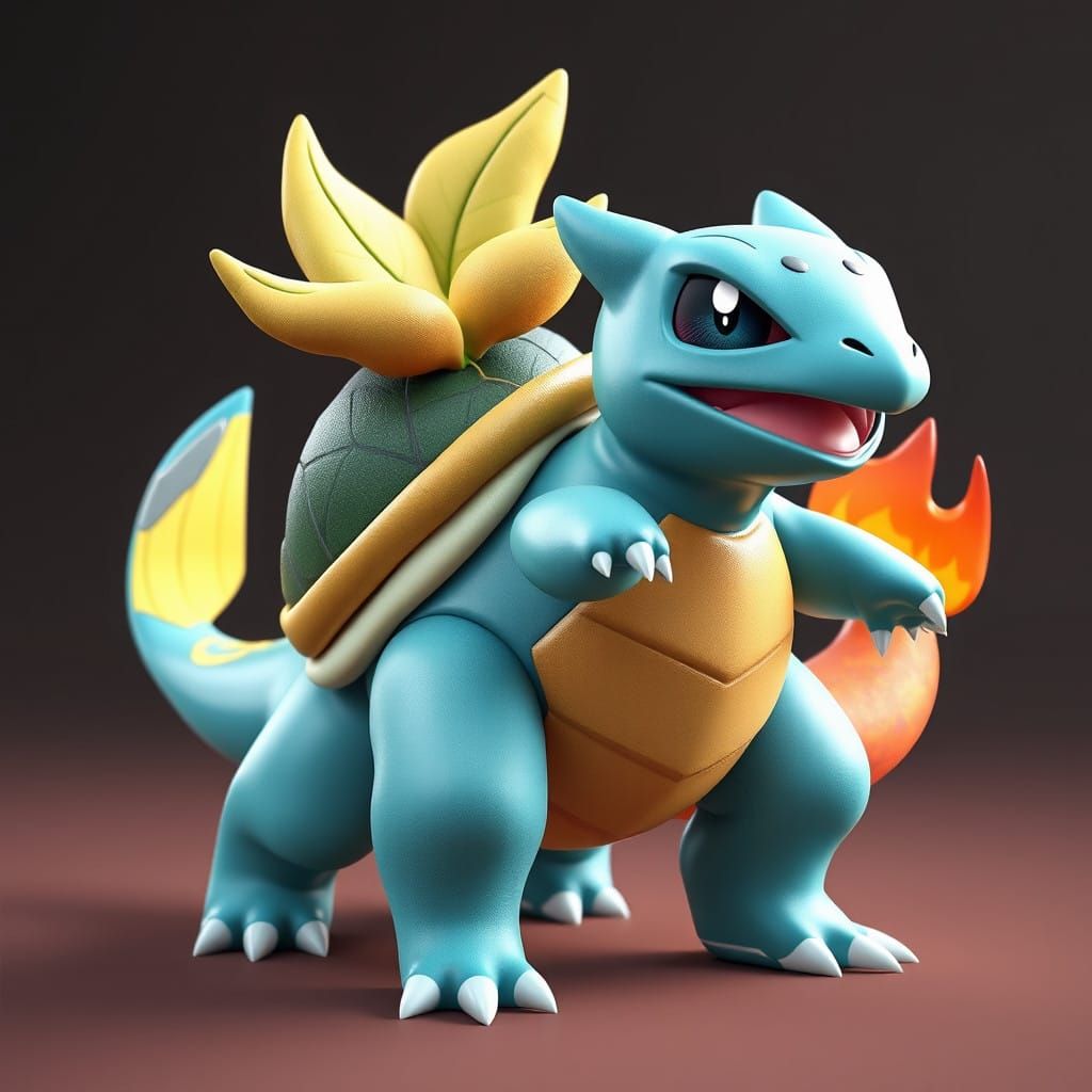 Cyberpunk-Style Pokémon Hybrid in 3D Anime Art