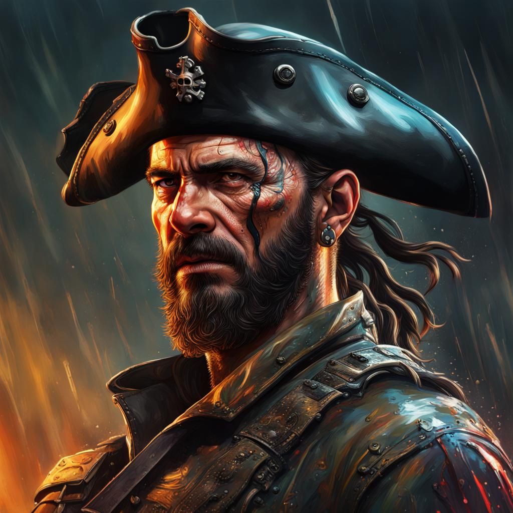 Hyperrealistic Pirate Concept Art in Dramatic Lighting