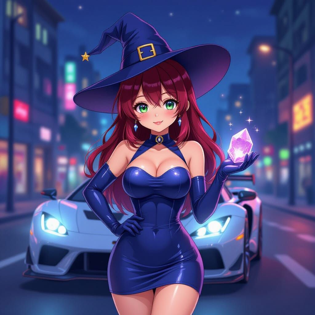 Anime Woman with Crystal in Studio Trigger Style