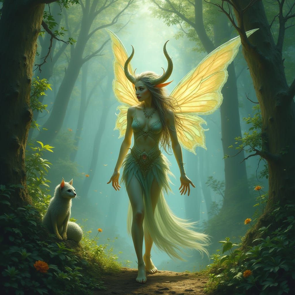 Mythical Forest Being with Fairy, Jin, Elf, Mermaid, and Tro...