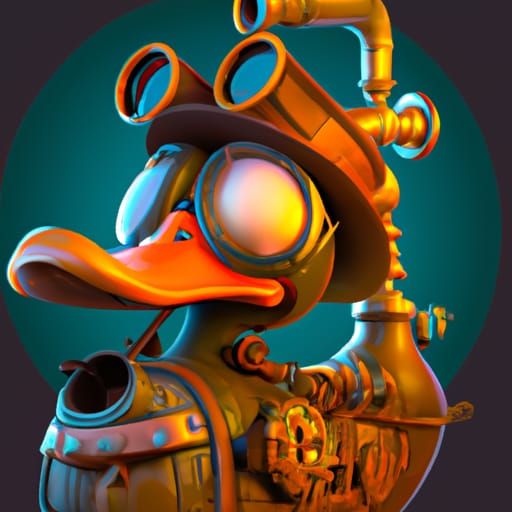 Steampunk Duck: Pixar-Style 3D Digital Art