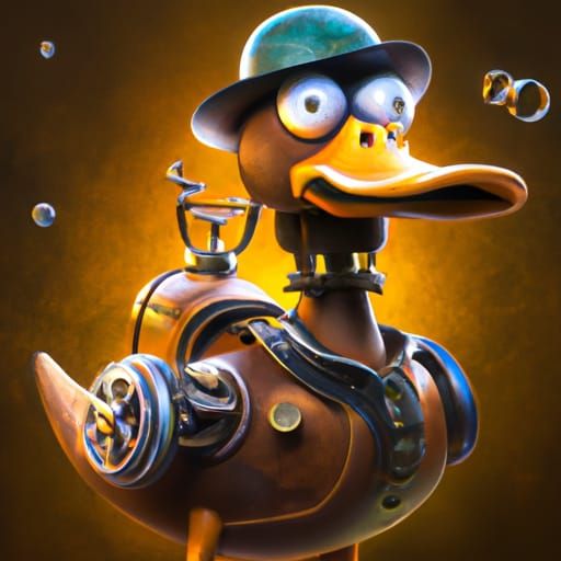 Steampunk Duck in Pixar Style 3D Art