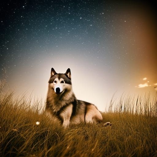 Wolf Howling at Moonlit Sky: Professional Photography