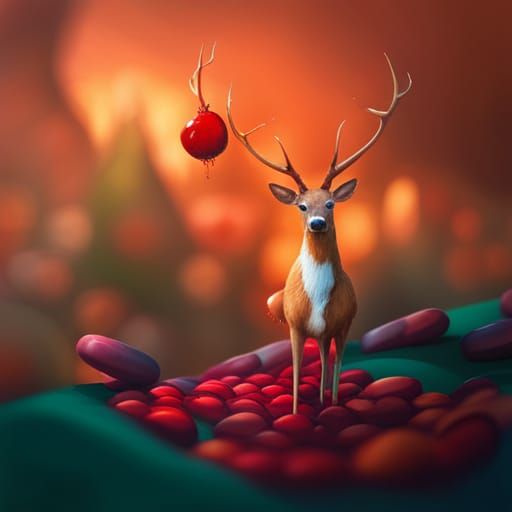 Candy Deer Dissolving: Hyperrealistic Digital Illustration