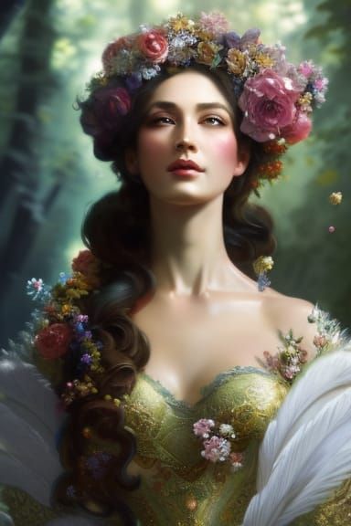Rococo Lady with Flowers and Gems Portrait
