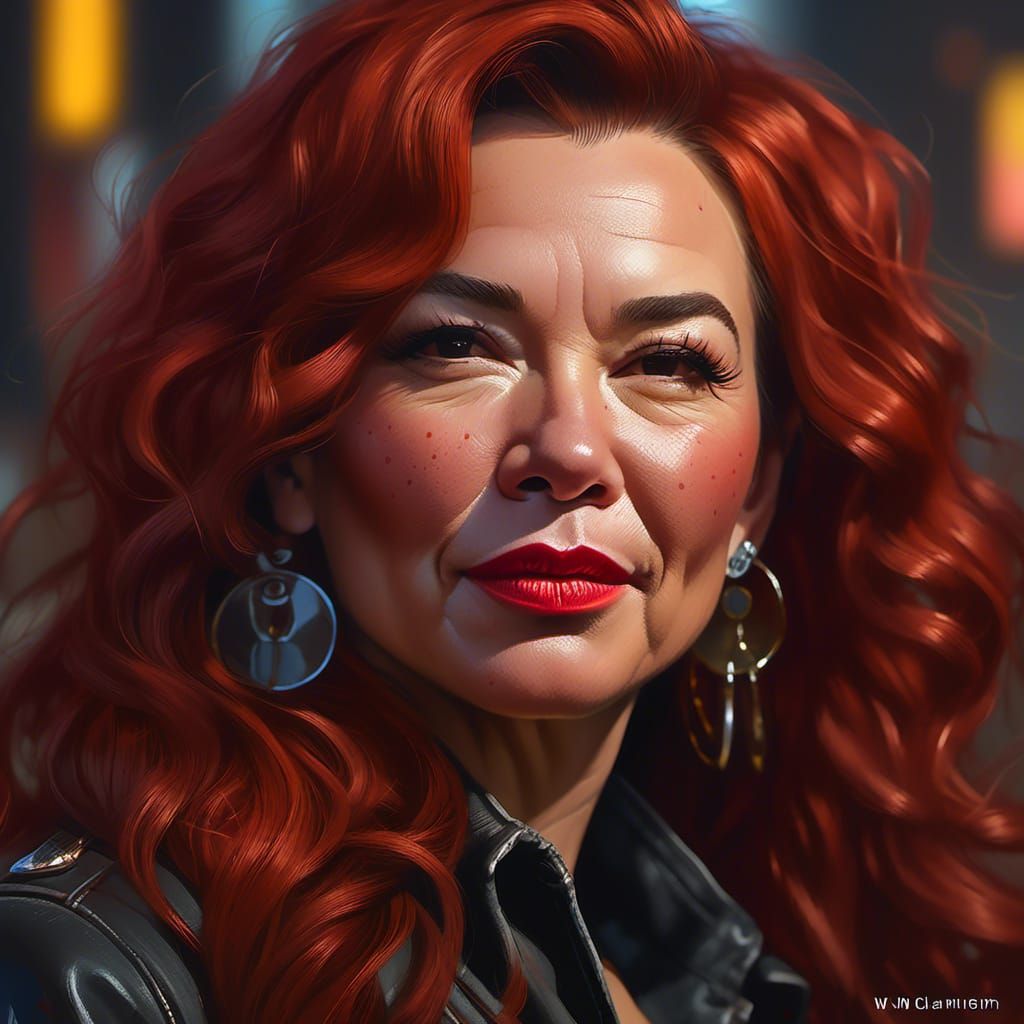 Beautiful Woman in Rockabilly Style: Acrylic Painting