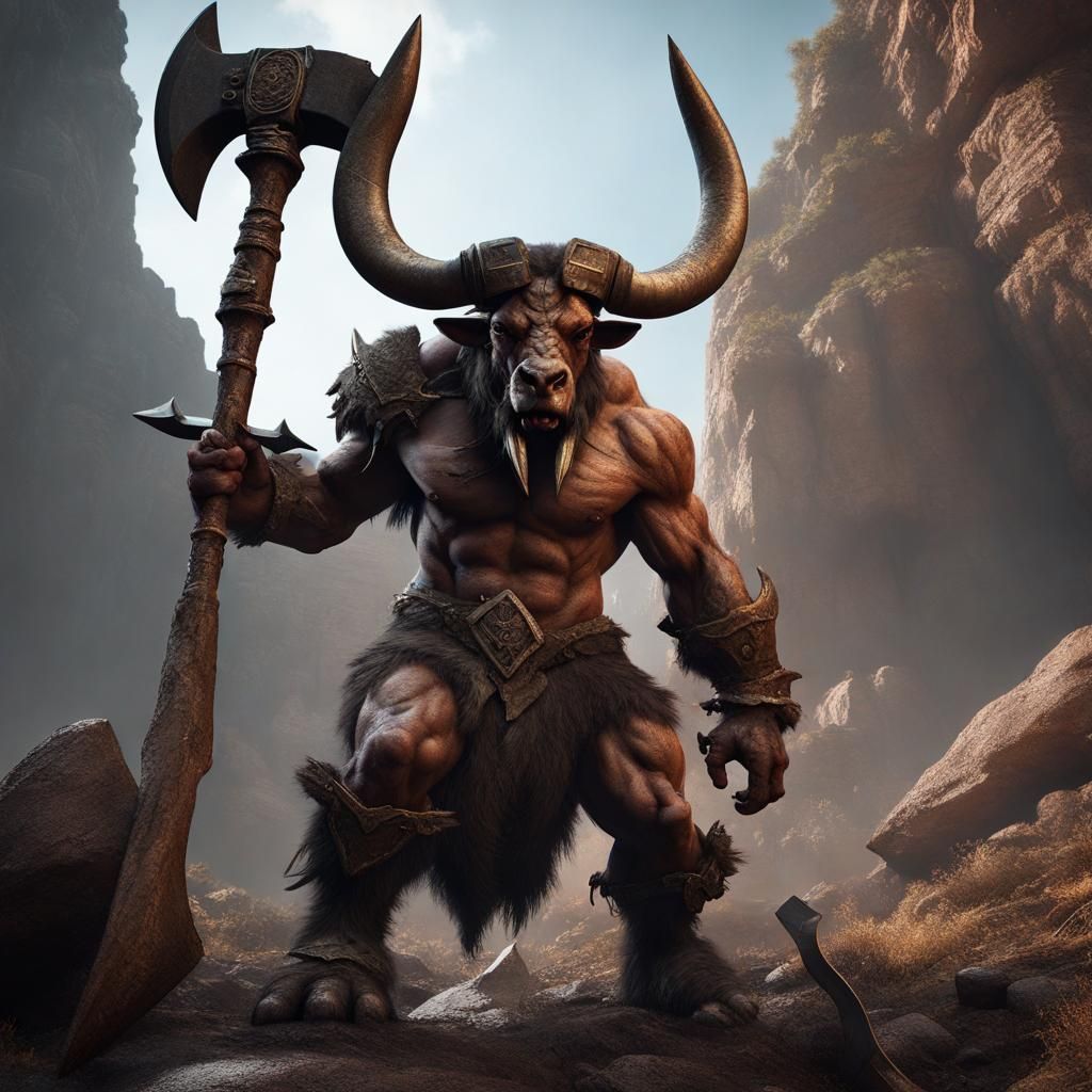 Minotaur with Axe Fantasy Concept Art