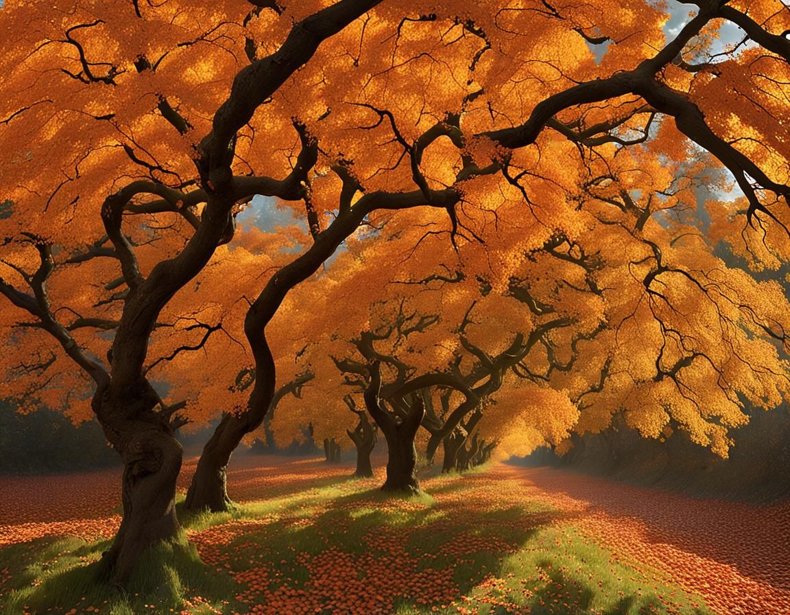 Mysterious Autumn Harvest Scene in Romantic Style