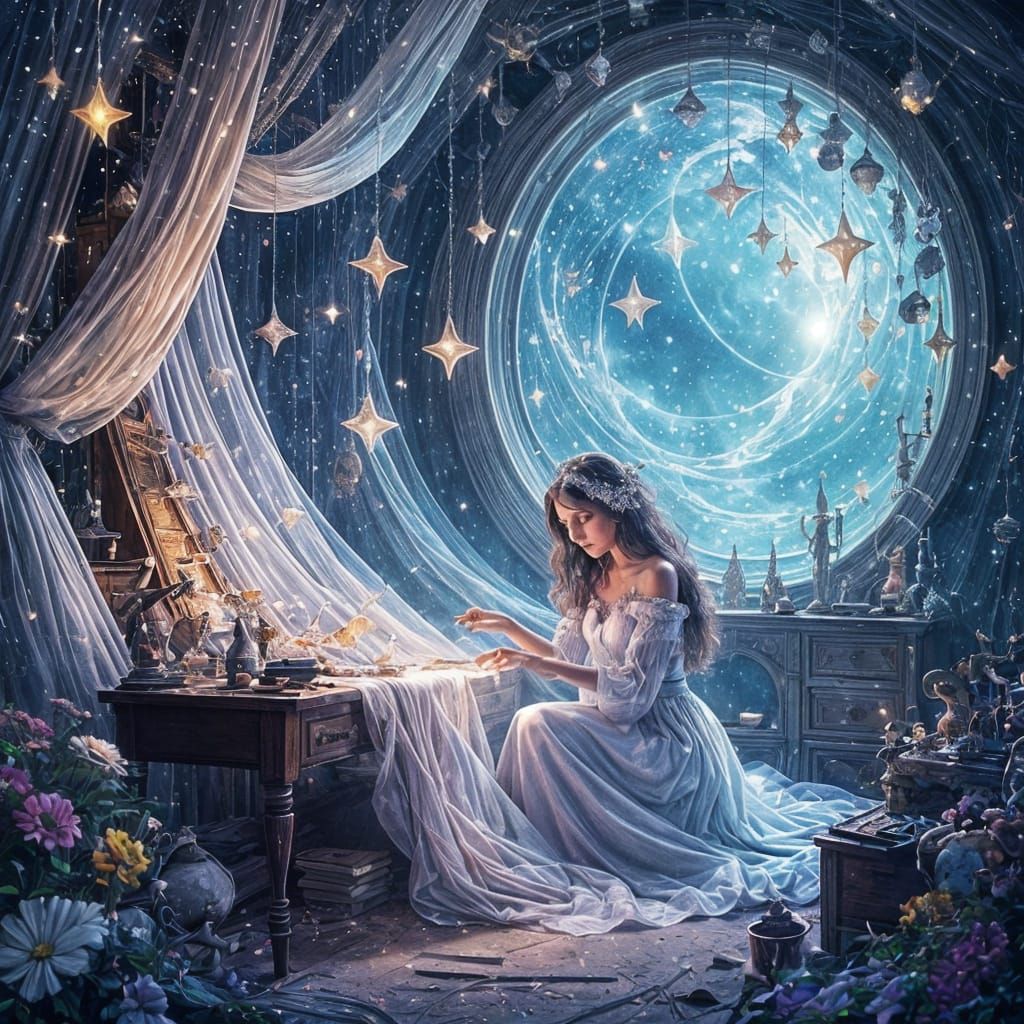 Ethereal Dream Weaver in Cosmic Workshop