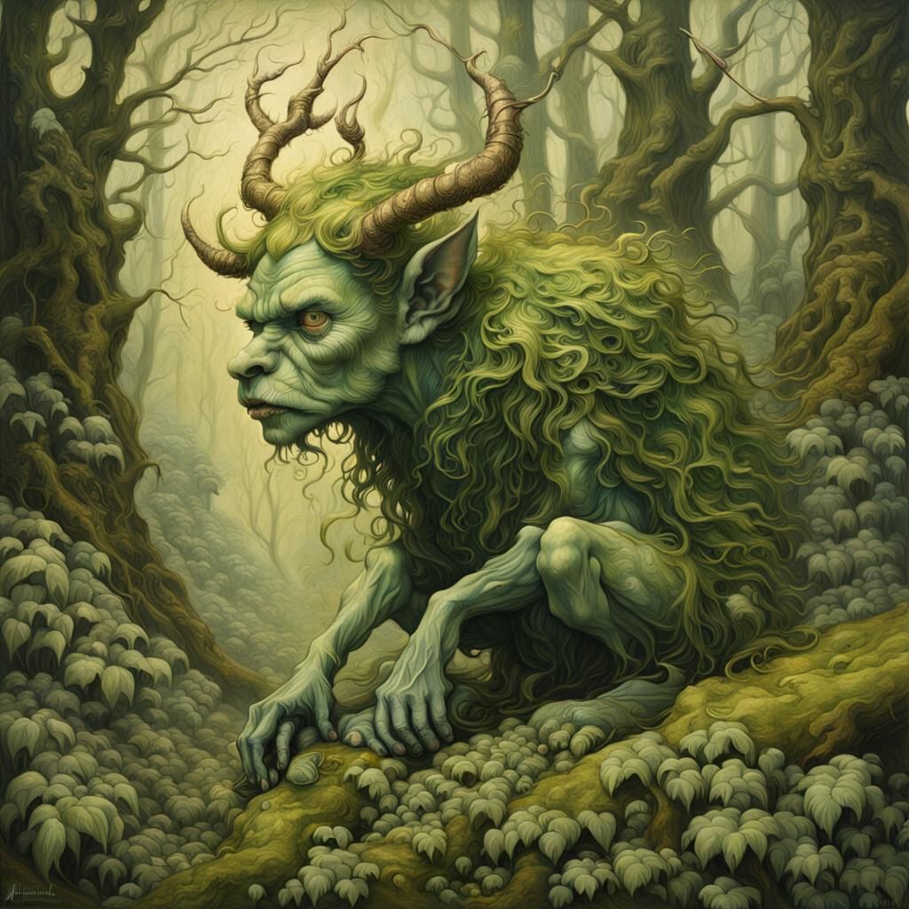 Detailed Forest Sprite Portrait in Oil
