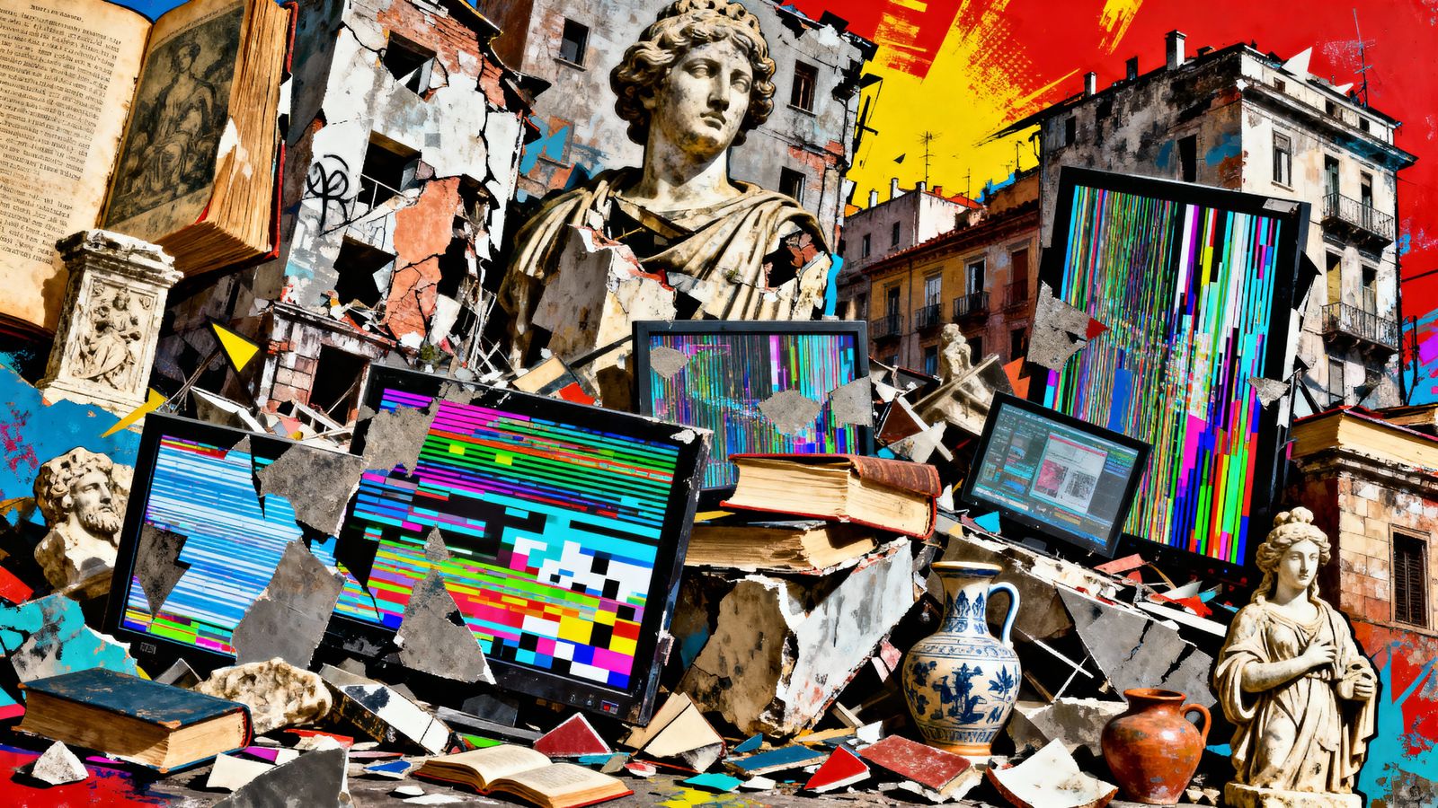 Collapsing Cityscape of Artifcats and Screens