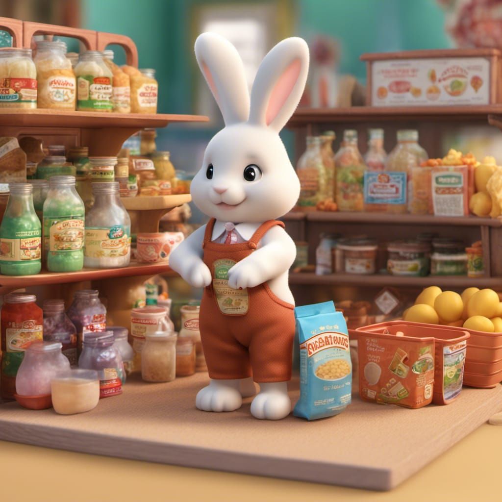 Miniature Grocery Store for Rabbit Figurines in 3D