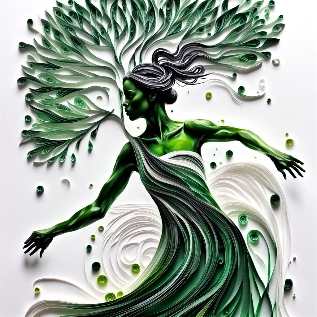 Symbiotic Paper Quilling: Girl and Tree in Mixed Media