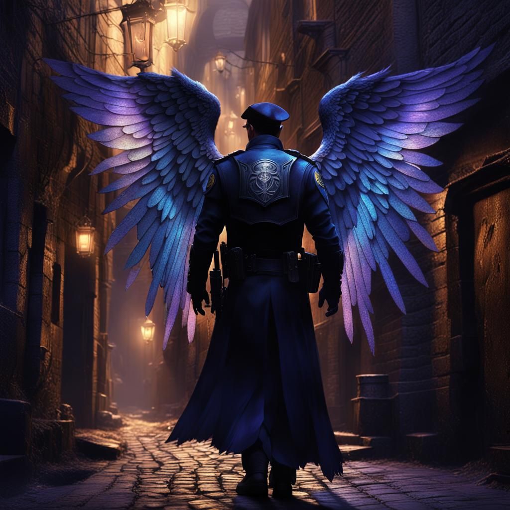 Gothic Angel Officer in Mystical Alley