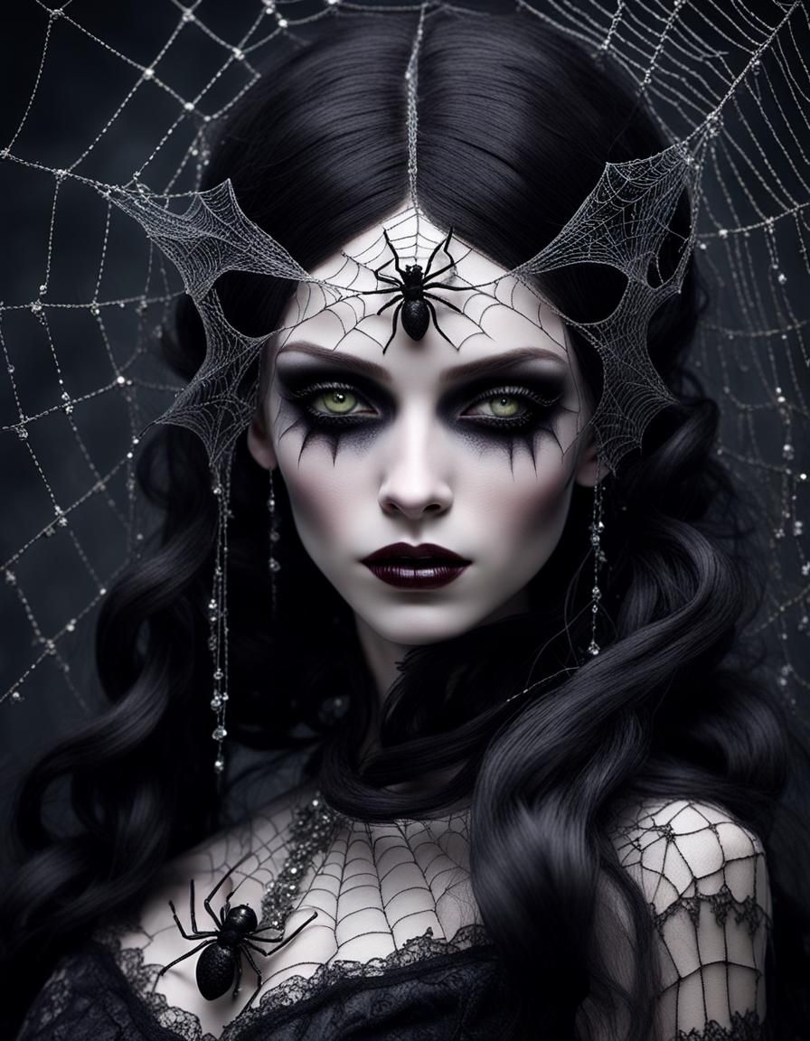 Gothic Fairy Entwined in Spider Web