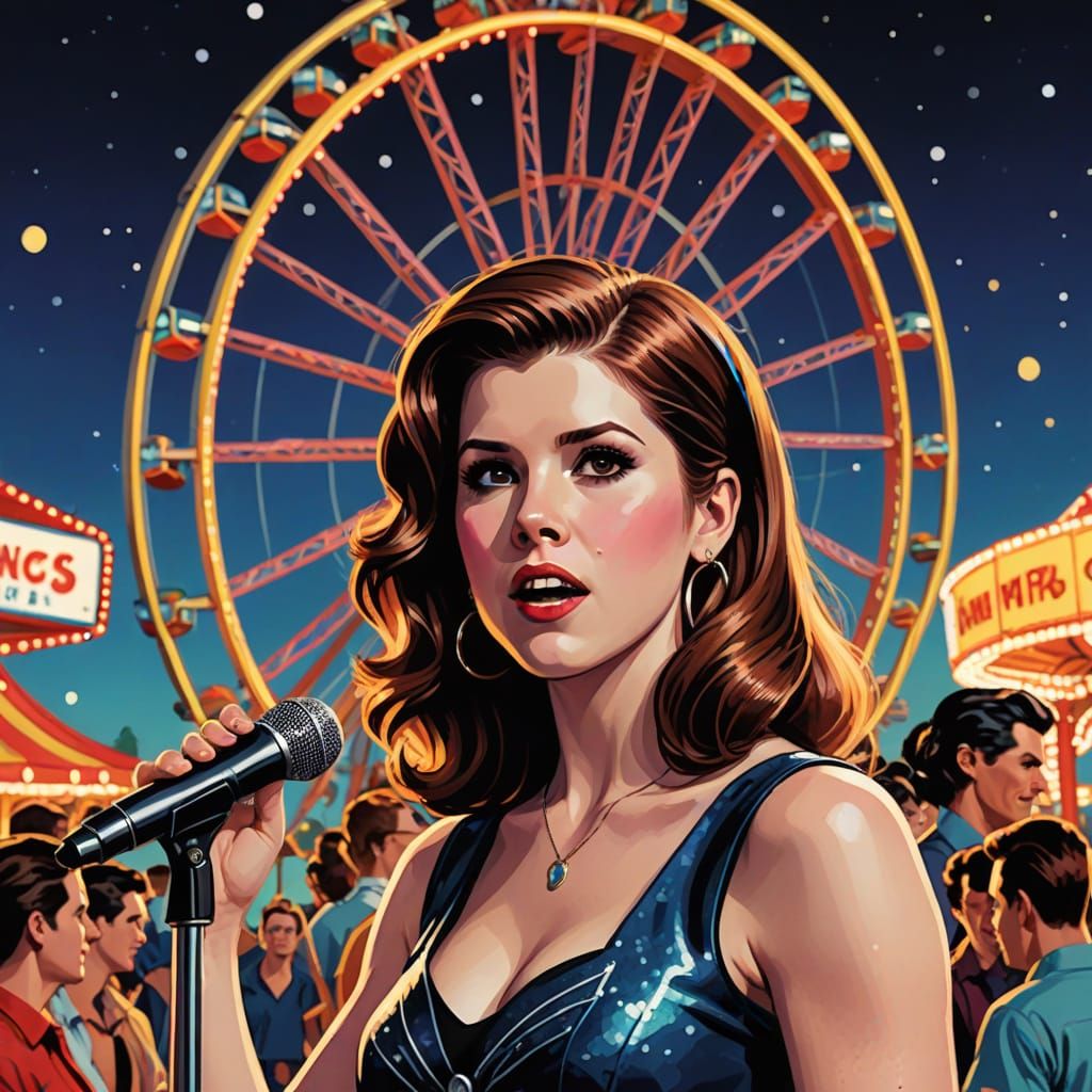 Anna Kendrick as Rockabilly Queen in Comic Book Art