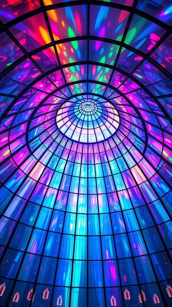 Vibrant Glass Dome with Realistic Colored Lights