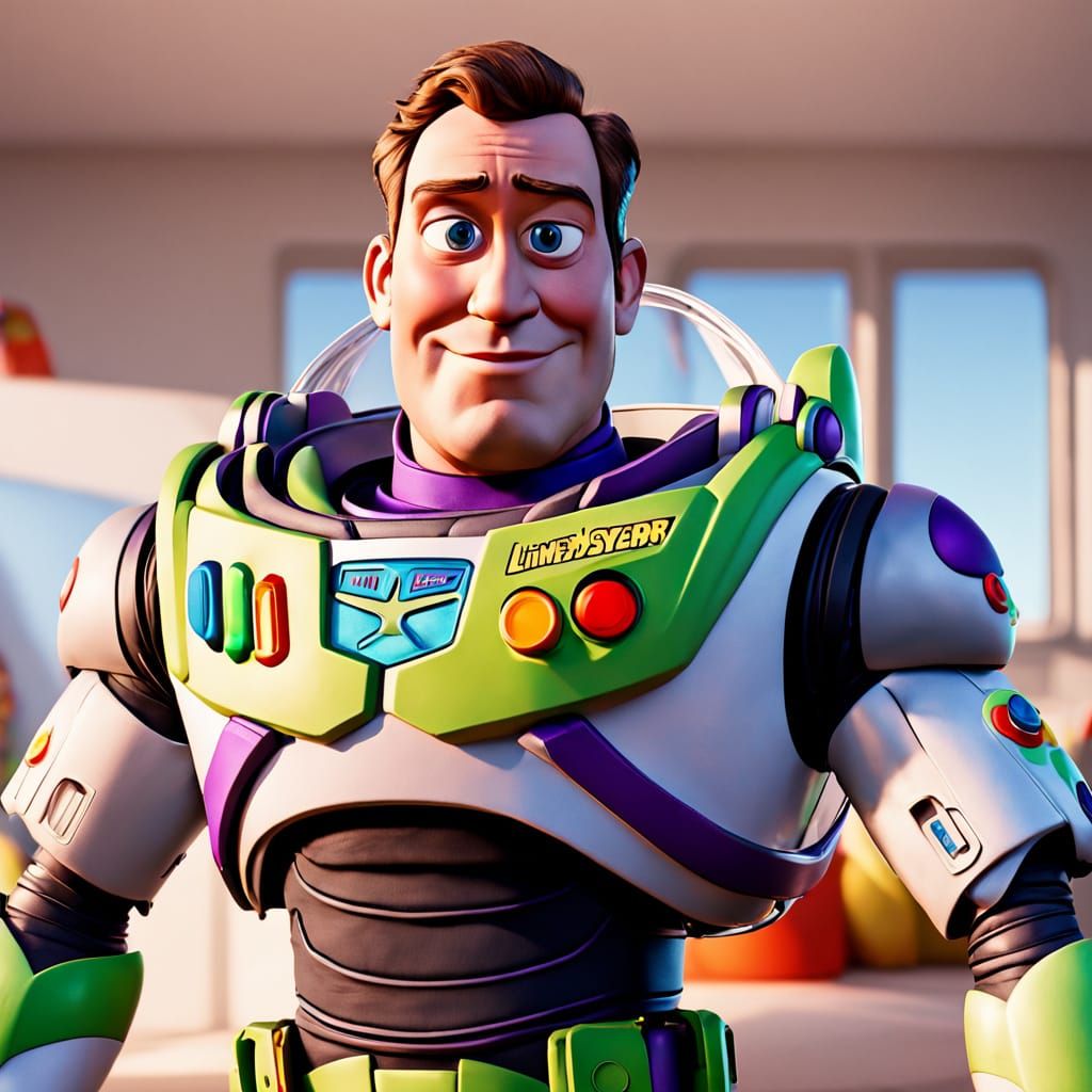 Tim Allen as Buzz Lightyear in Hyperrealistic Portrait