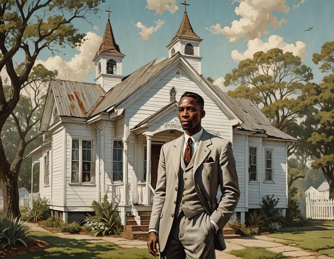 Vintage Pastor Outside Country Church